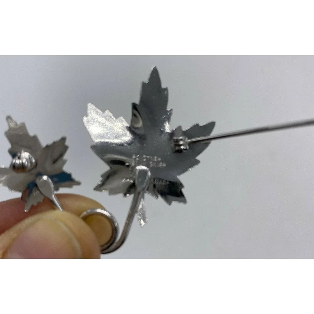 Sterling Silver Leaf Brooch Pin Forstner Hand Etched Fall 925 Gift